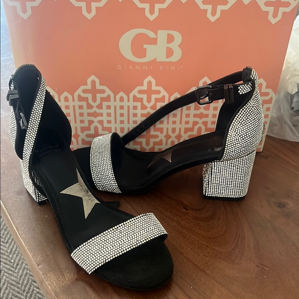 Gianni Bini Black and Silver Chunky Heels